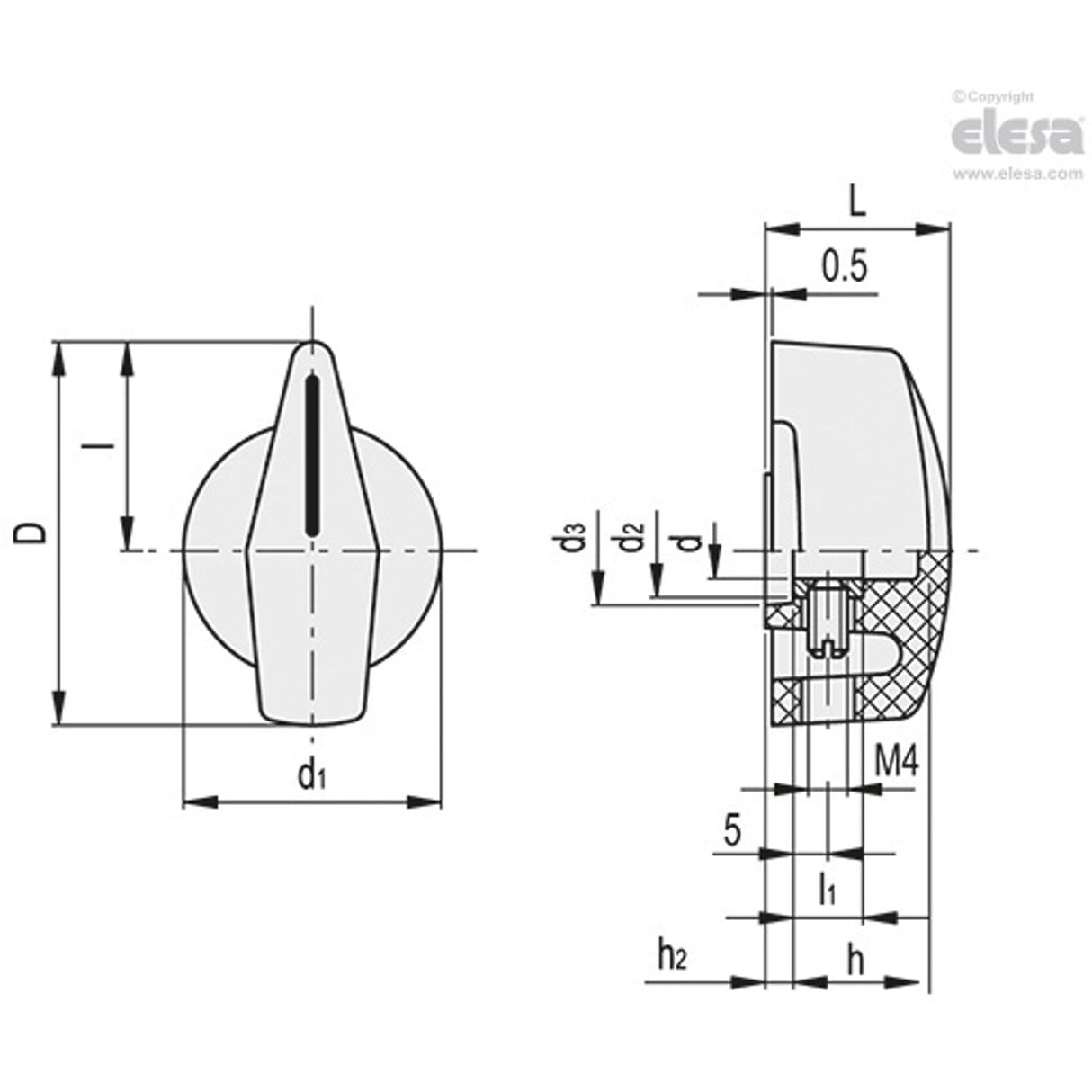 MI204 Control knobs Duroplast MI.204/45 B-8