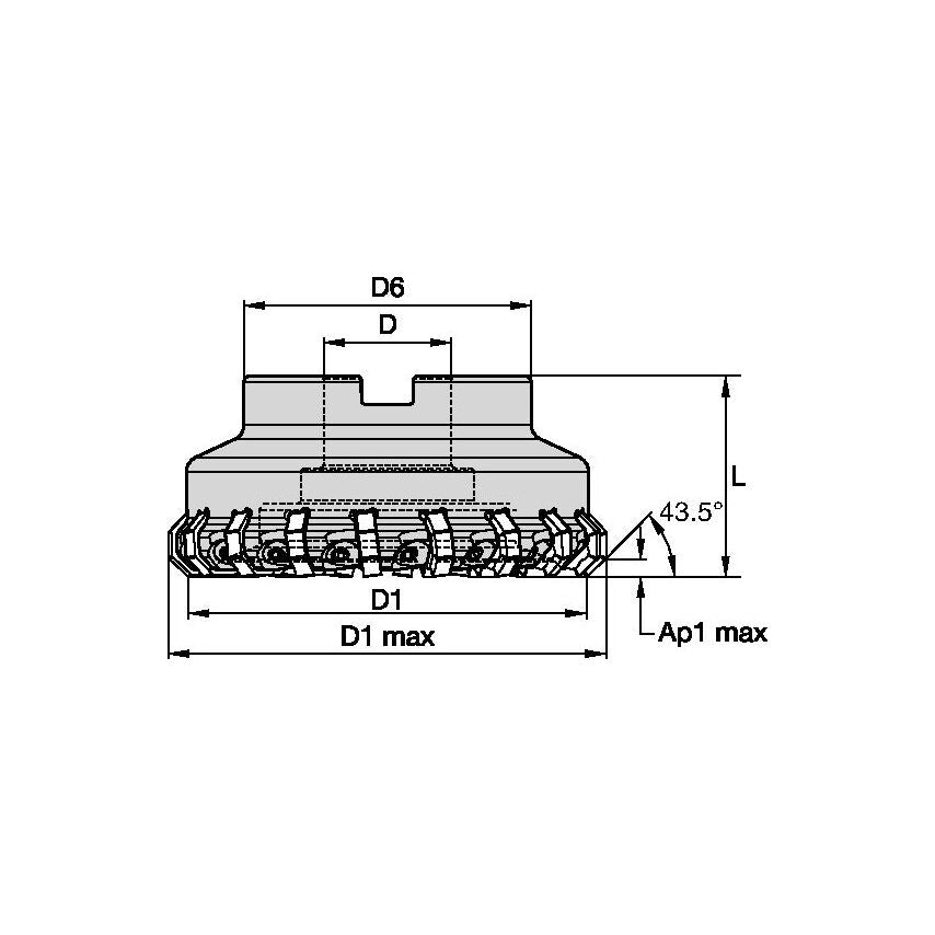 MILL16E300Z10ON08W MILL16 Shell Mill D=3" Z=10 RH