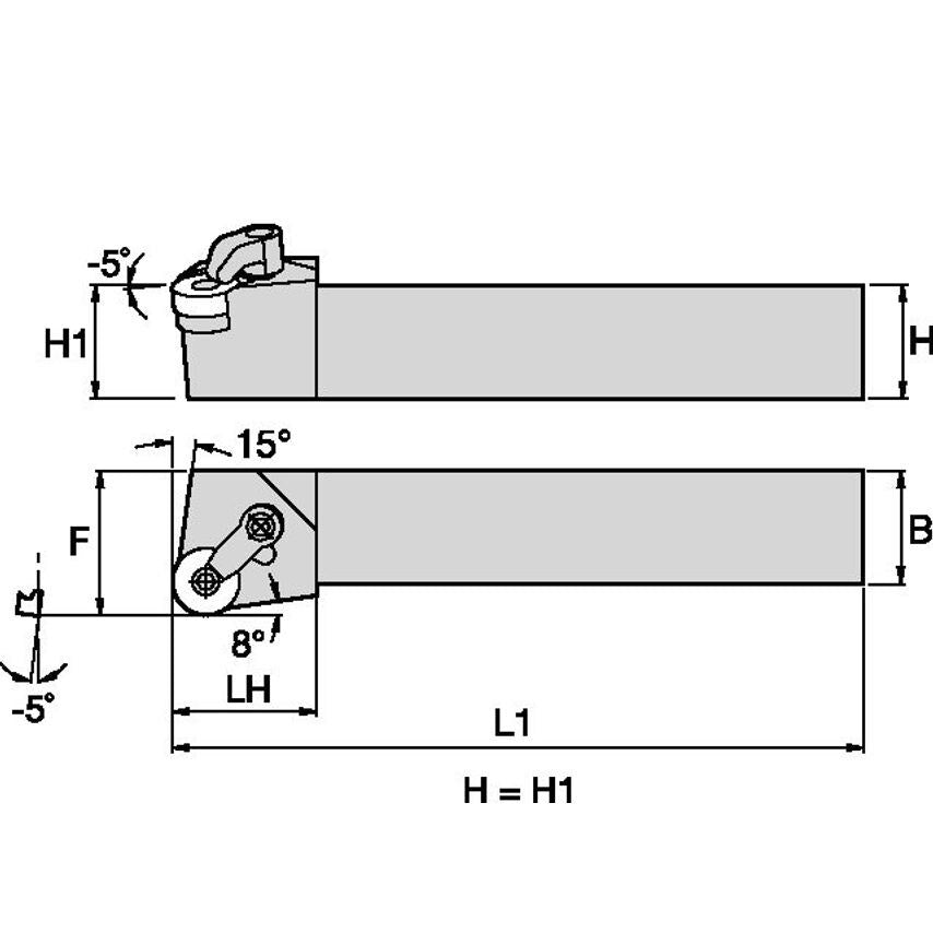 MRGNR2525M12 M Clamping Holder W25, 0MM L150