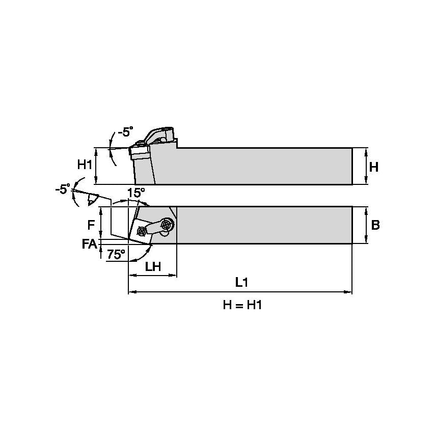 MSBNR2020K12 M Clamping Holder W20, 0MM L125