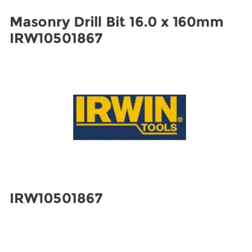 Masonry Drill Bit 16.0 x 160mm IRW10501867