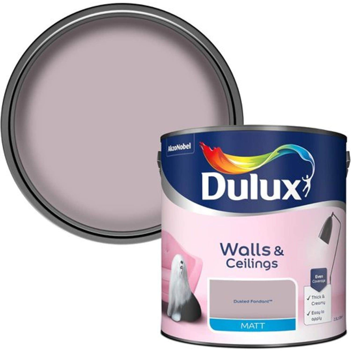 Matt Emulsion Paint for Walls and Ceilings - Dusted Fondant 2.5L