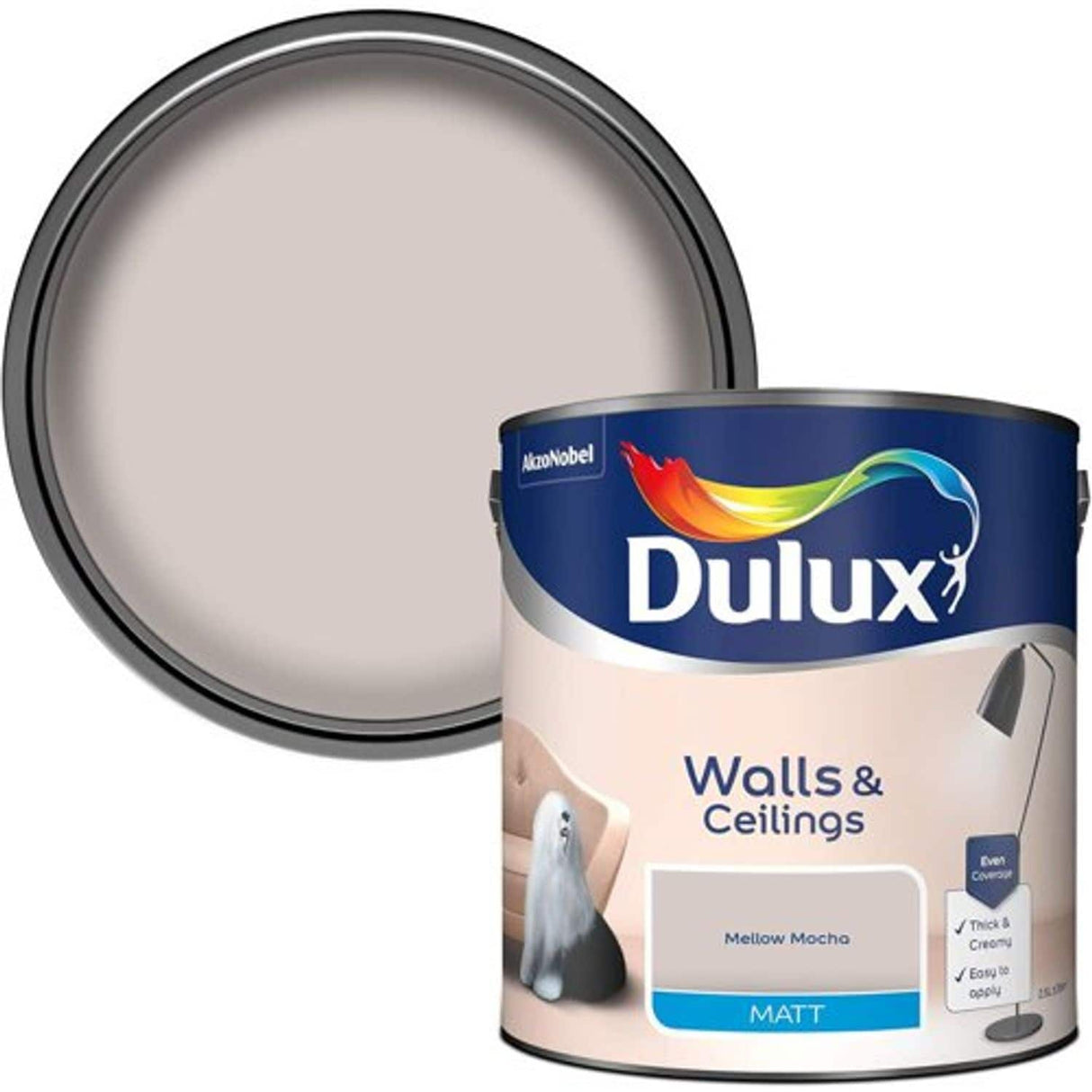 Matt Emulsion Paint for Walls and Ceilings - Mellow Mocha - 2.5L