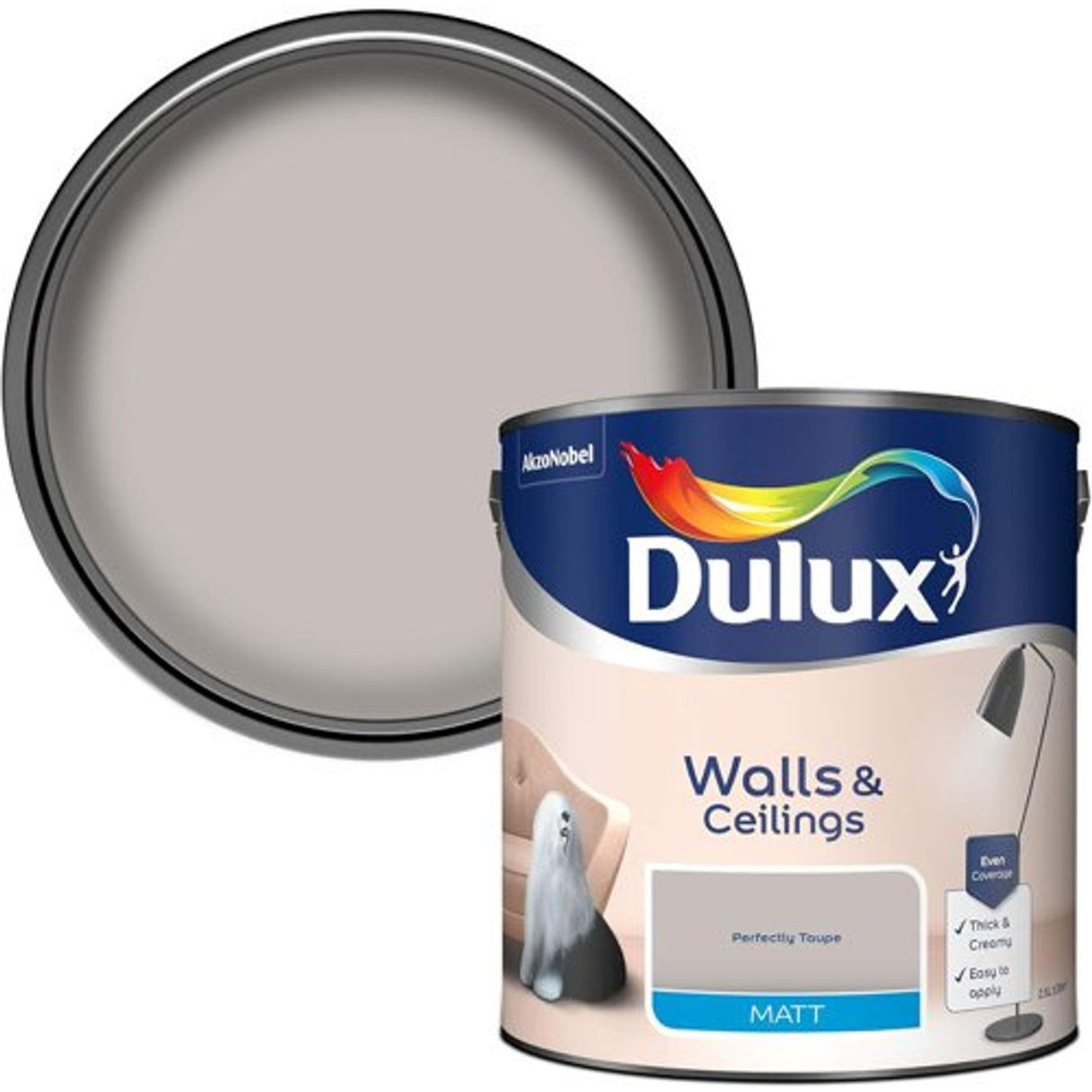 Matt Emulsion Paint for Walls and Ceilings - Perfectly Taupe - 2.5L