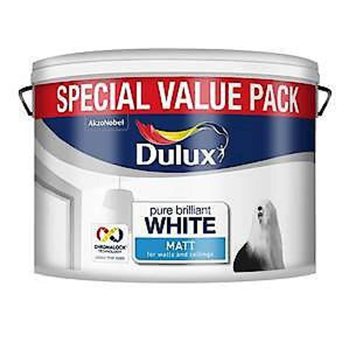 Matt Emulsion Paint for Walls and Ceilings - Pure Brilliant White 10L