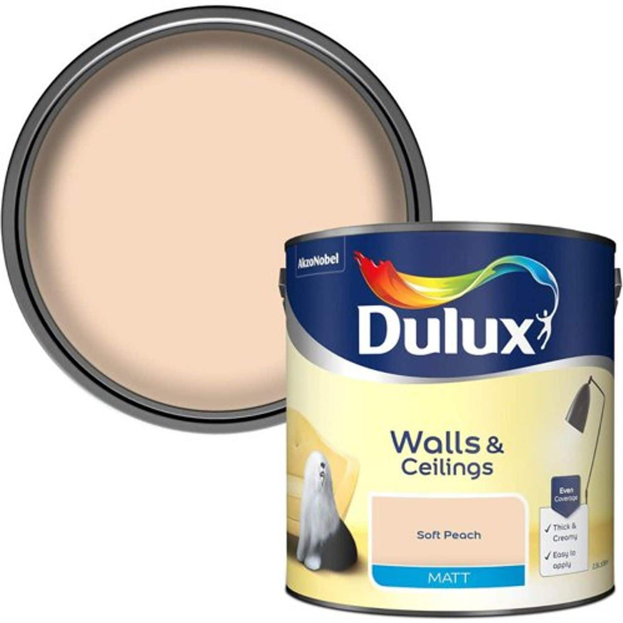 Matt Emulsion Paint for Walls and Ceilings - Soft Peach - 2.5L