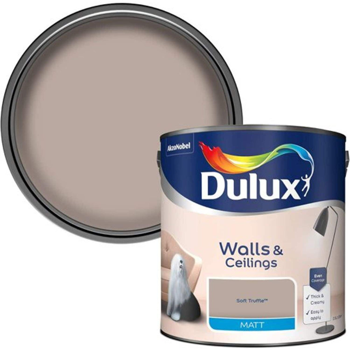 Matt Emulsion Paint for Walls and Ceilings - Soft Truffle - 2.5L
