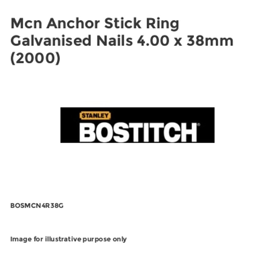 Mcn Anchor Stick Ring Galvanised Nails 4.00 x 38mm (2000)