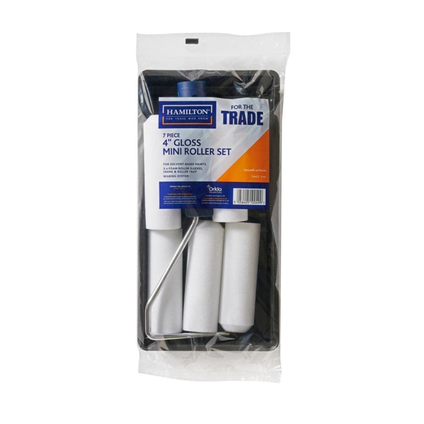 Medium Pile Mini Gloss Roller Set of 4" 7 Piece