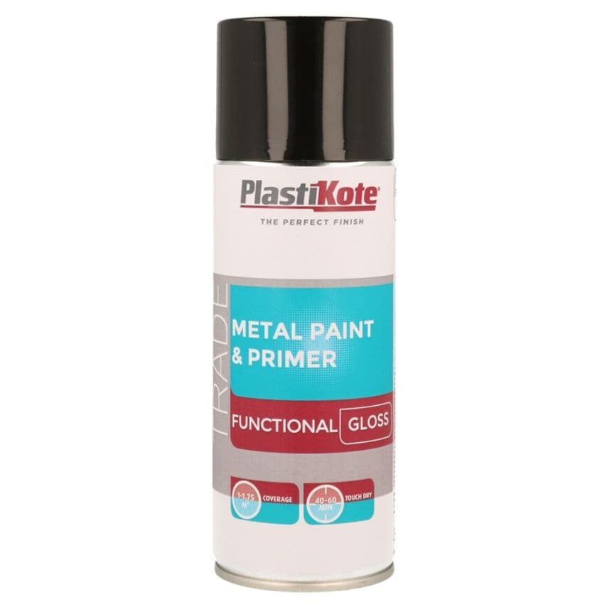 Metal Paint & Primer 400ml Spray Black Gloss