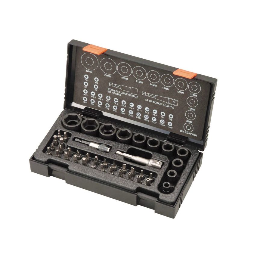 Metric 1/2in Drive Impact Socket Bit Set, 41 Piece