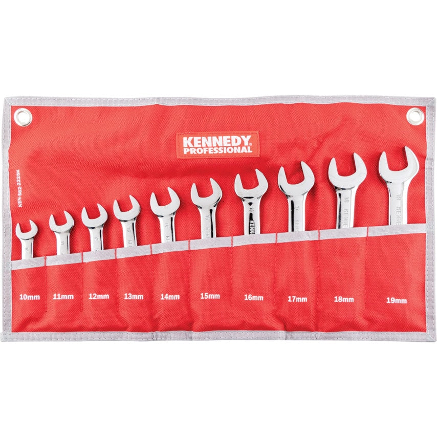 Metric Combination Spanner Set, 10 - 19mm, Set of 10