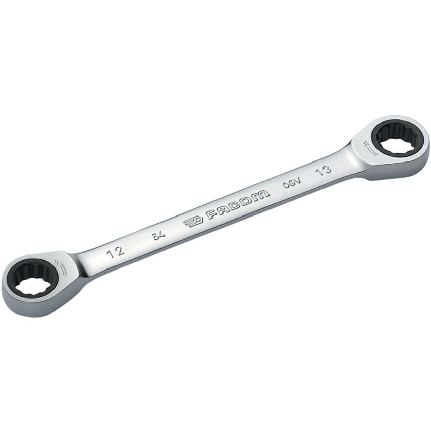 Metric Double End Ring Ratchet Spanner, 72 Points, 12mm x 13mm