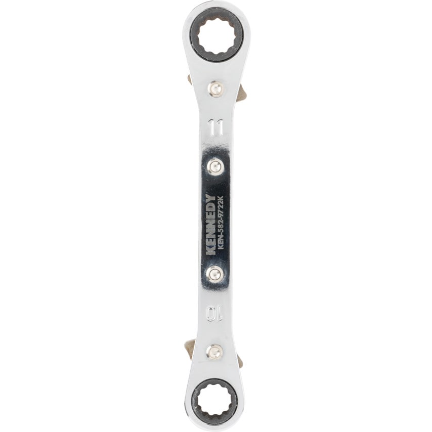 Metric Double End Ring Ratchet Spanner, Chrome Vanadium Steel, Reversible, 10mm x 11mm