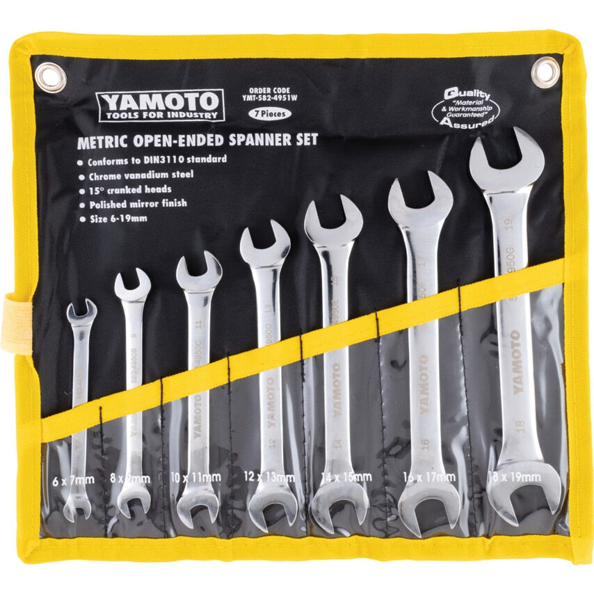 Metric Open Ended Spanner Set, 6 - 19mm, Set of 7