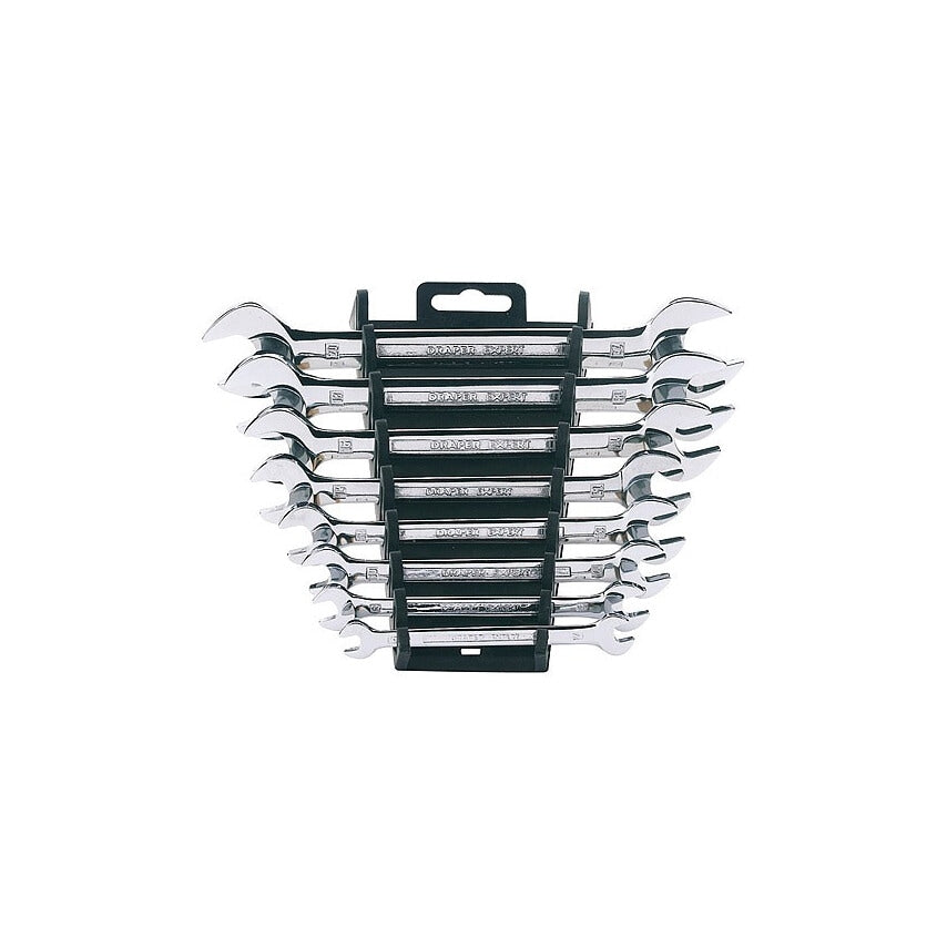 Metric Open Ended Spanner Set, Double End, Chrome Vanadium Steel, Set of 8