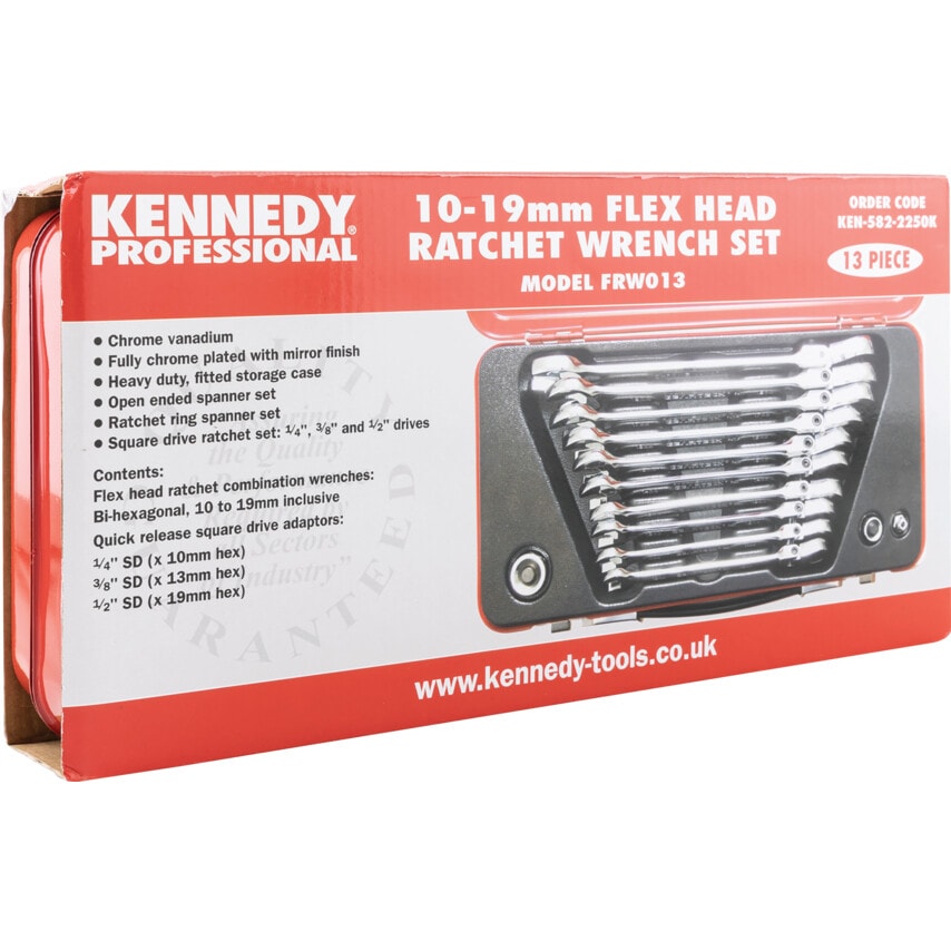 Metric Ratchet Spanner Set, 10 - 19mm, Set of 10