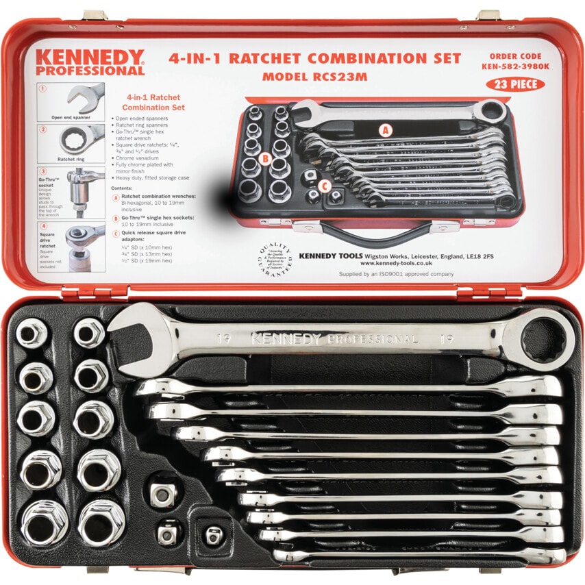 Metric Ratchet Spanner Set, 10 - 19mm, Set of 23