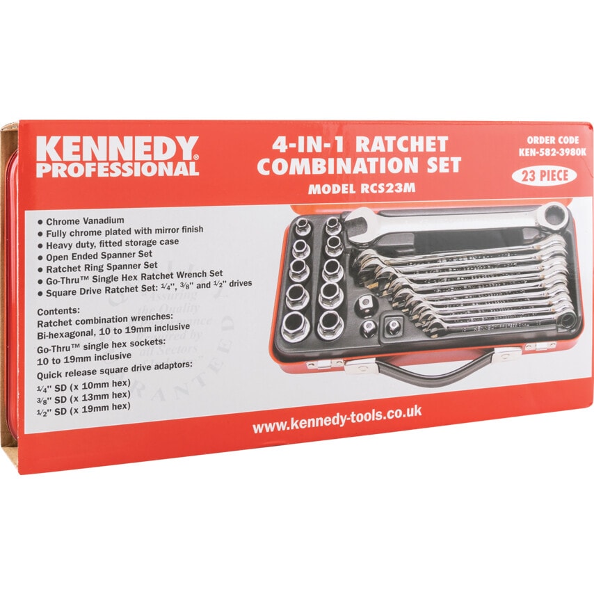 Metric Ratchet Spanner Set, 10 - 19mm, Set of 23