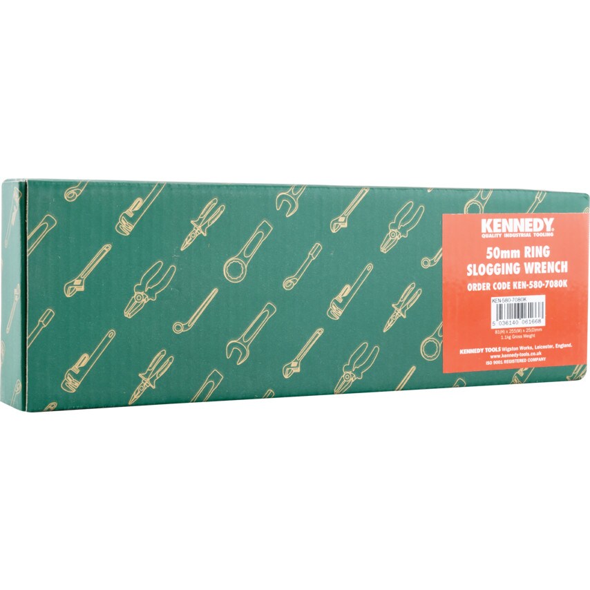 Metric Ring Slogging Spanner, Chrome Satin Hardened Steel, 50mm