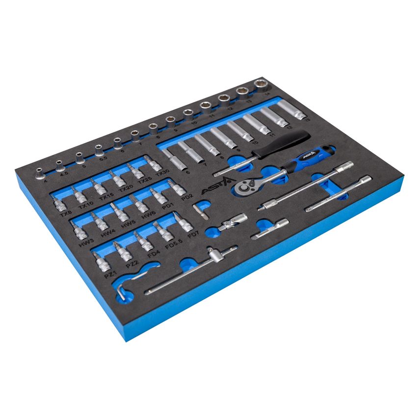 Metric Socket Set 1/4" Drive In EVA Insert Foam Hex Star/Torx Insert Bits