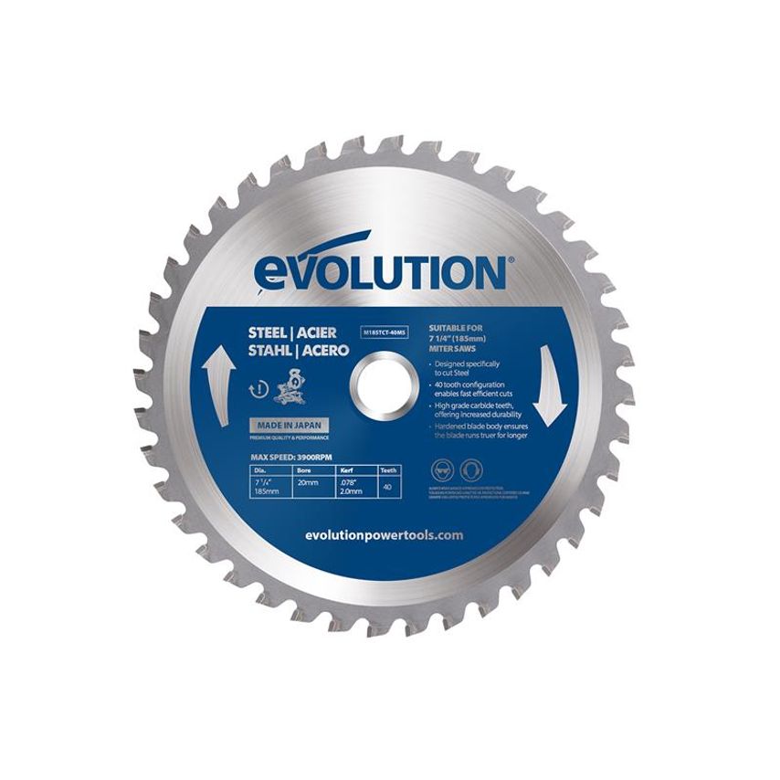 Mild Steel Cutting Mitre Saw Blade 185 x 20mm x 40T EVLM185TC40M