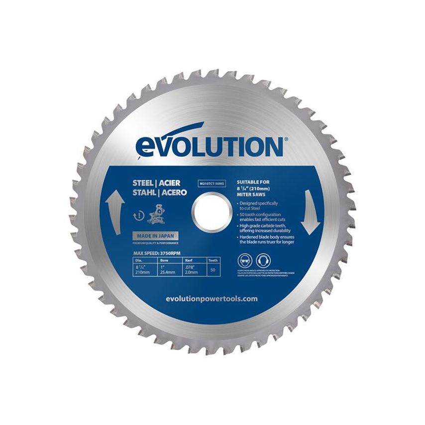 Mild Steel Cutting Mitre Saw Blade 210 x 25.4mm x 50T EVLM210TC50M