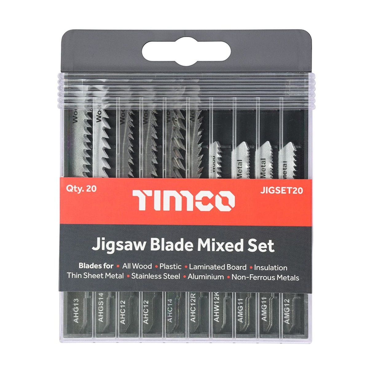 Mixed Jigsaw Set Wood & Metal Cutting High Carbon Steel & HSS Blades - JIGSET20