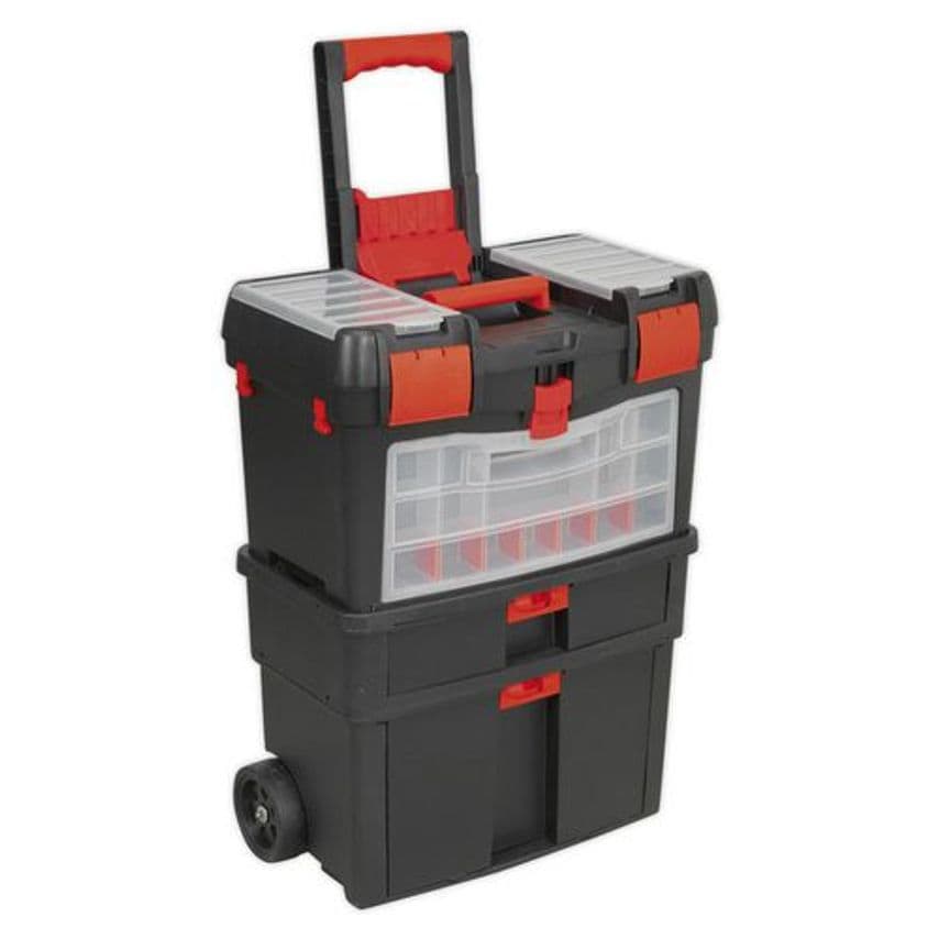 Mobile Toolbox with Tote Tray & Removable Storage Box