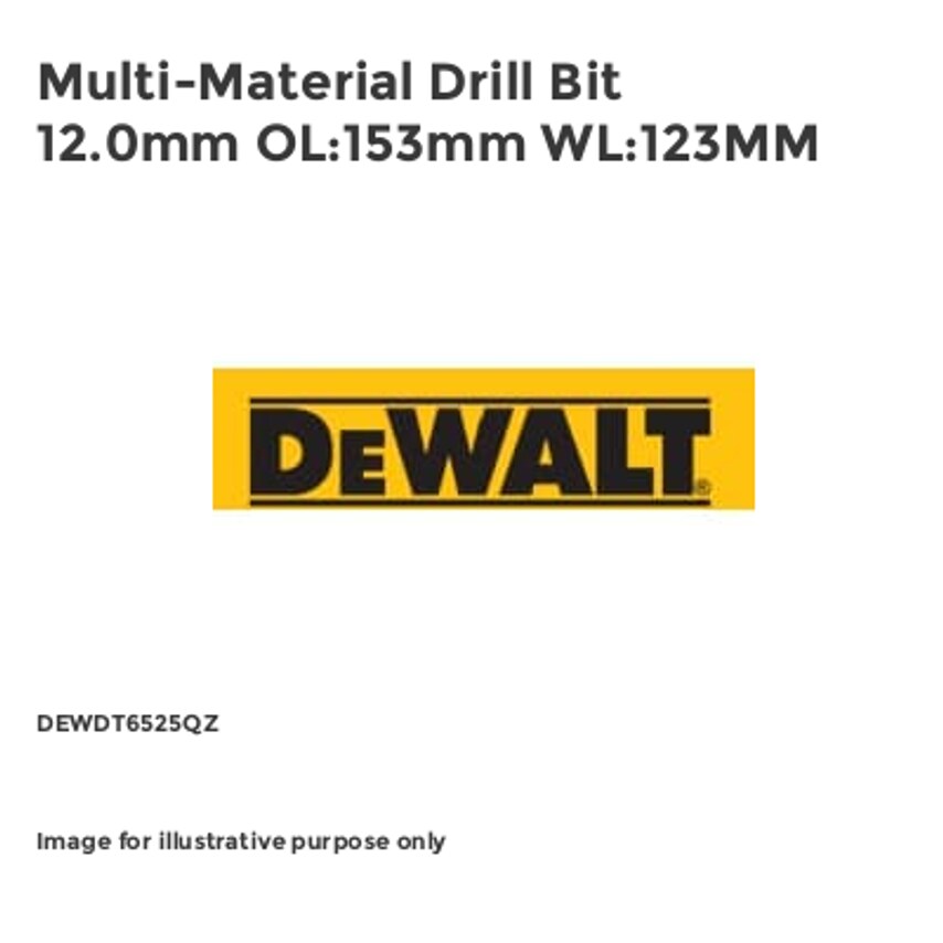 Multi-Material Drill Bit 12.0mm OL:153mm WL:123MM