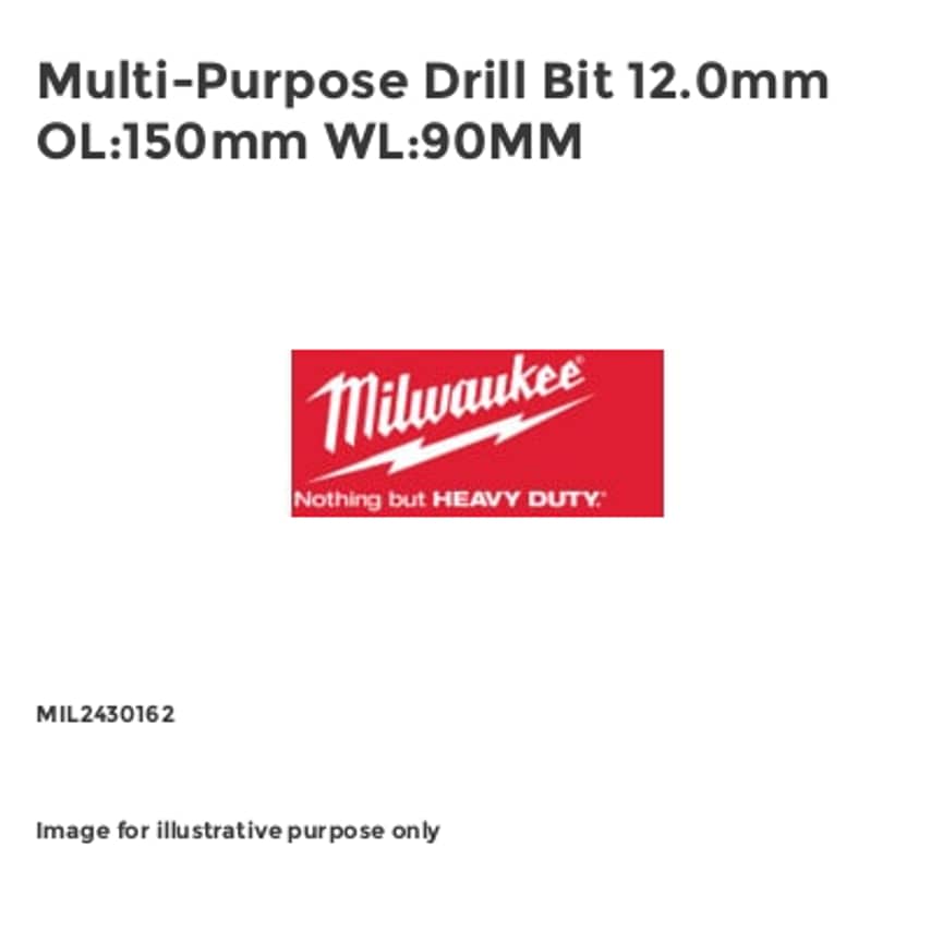 Multi-Purpose Drill Bit 12.0mm OL:150mm WL:90MM