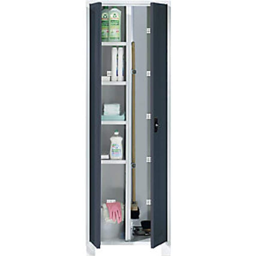 Multi-purpose Cupboard And Cloakroom Locker - With Clamp - Width 600mm, Light Grey Body, Charcoal Doors
