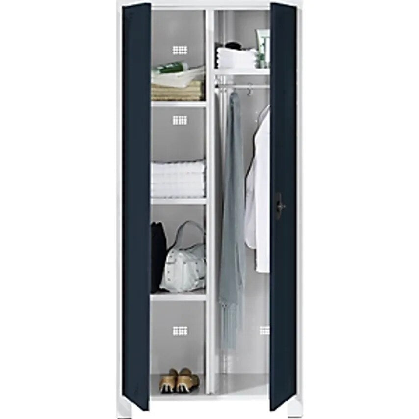 Multi-purpose Cupboard And Cloakroom Locker - With Clothes Rail - Width 800mm, Light Grey Body, Charcoal Doors