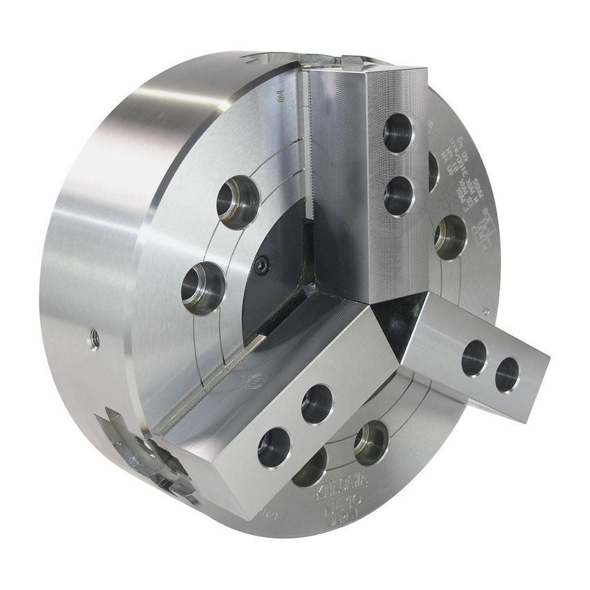 NL Series (with Adaptor) - Long Stroke Closed Centre 3 Jaw Power Chucks with Adaptor Plate - NL08A6