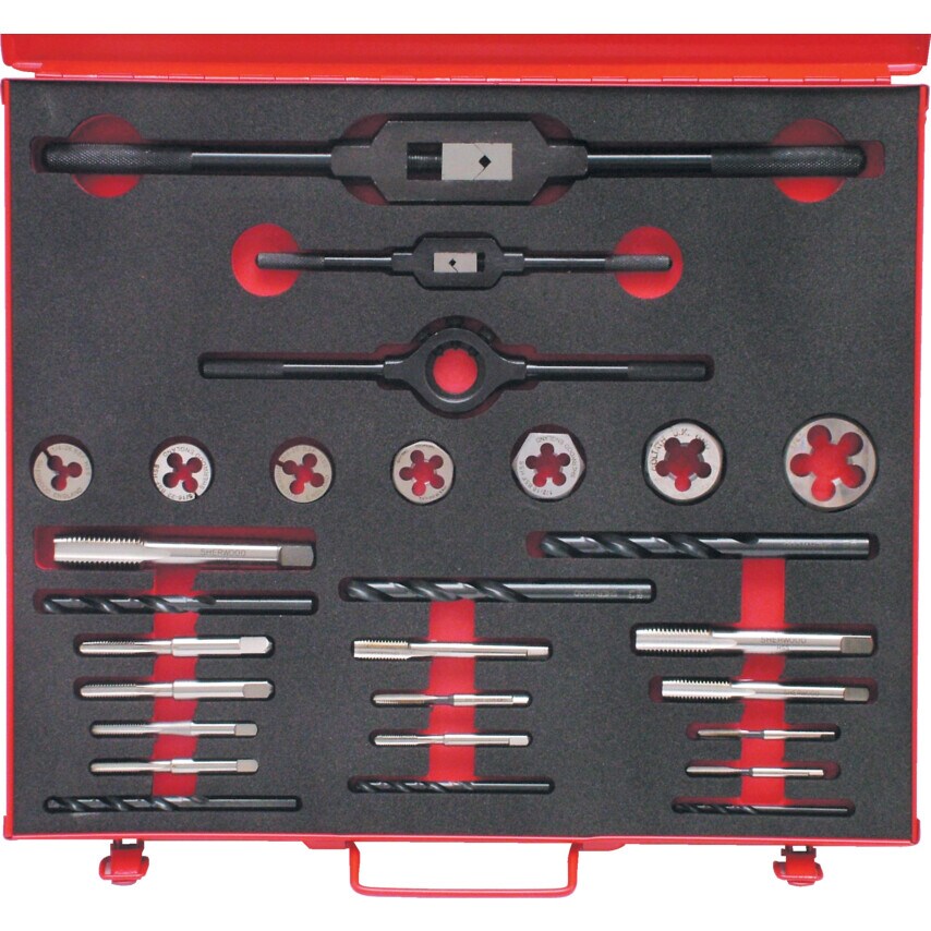NO.10-3/4" UNC 28-Pce HSS Threading Set in Case