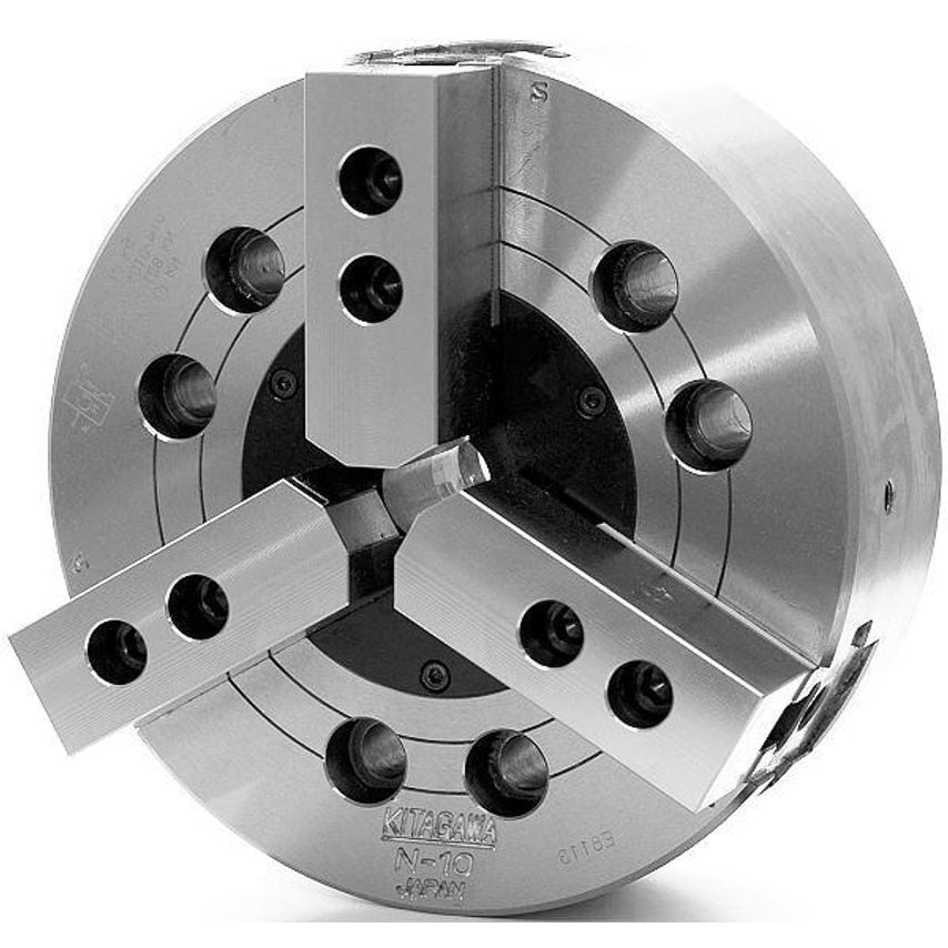 N Series (with Adaptor) - 3 Jaw Closed Centre Power Chuck with Adaptor Plate - N-10A6