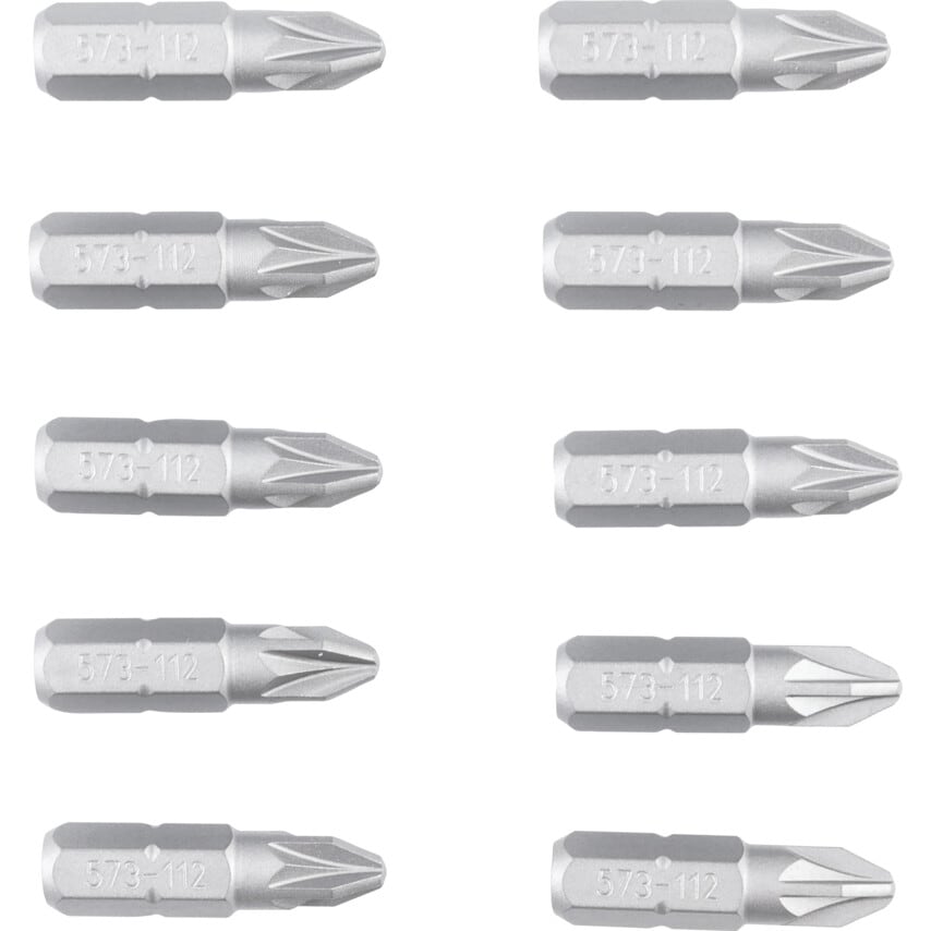 No.2x25mm Pozidriv Screwdriver Bit 1/4" Hex (PK-100)