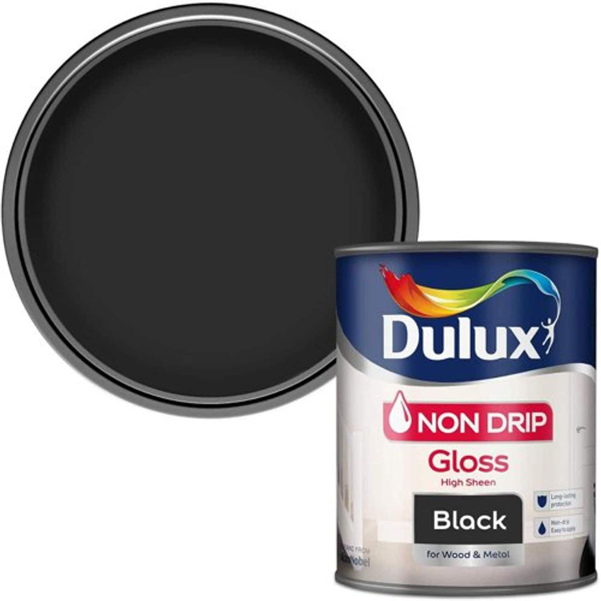 Non Drip Gloss Paint for Wood and Metal - Black 750 ml