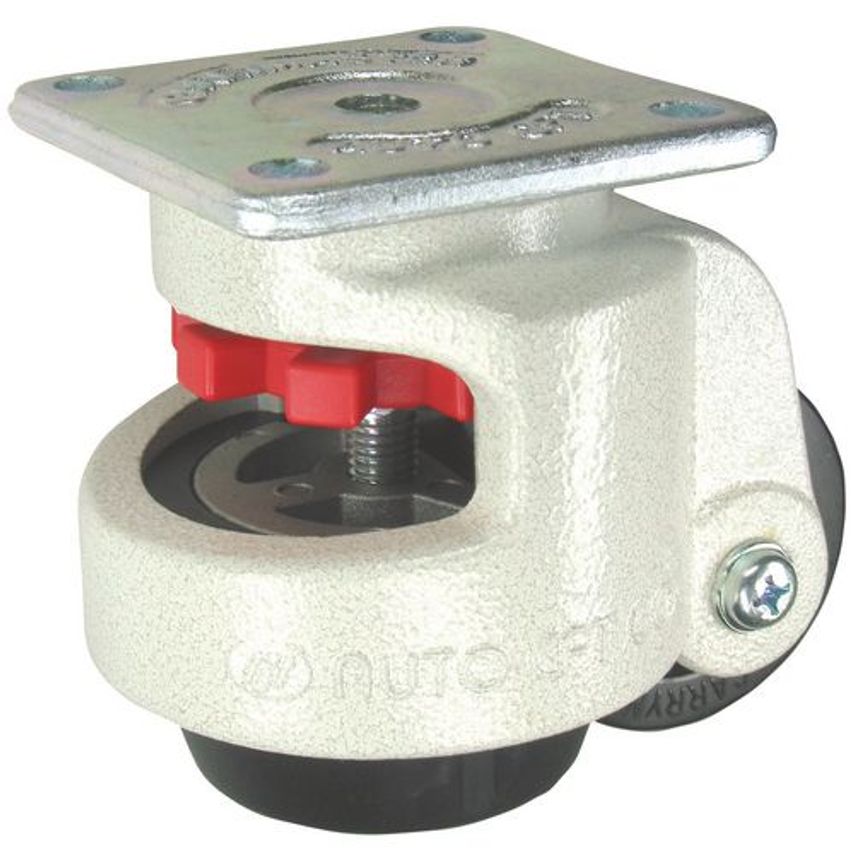 Nylon Wheel & Anti-Vibration Levelling Feet, Swivel Plate Fixing 357438