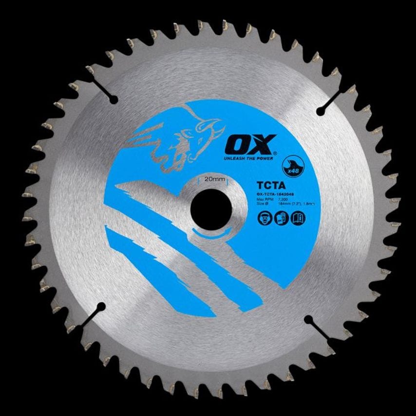 OX Alu/Plastic/Laminate Cutting Circular Saw Blade 184/20mm, 48 Teeth TCG OX TCTA 1842048