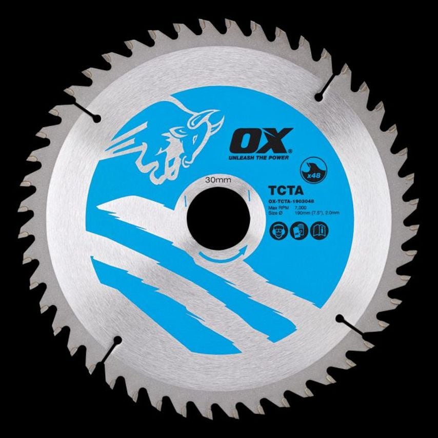 OX Alu/Plastic/Laminate Cutting Circular Saw Blade 190/30mm, 48 Teeth TCG OX TCTA 1903048