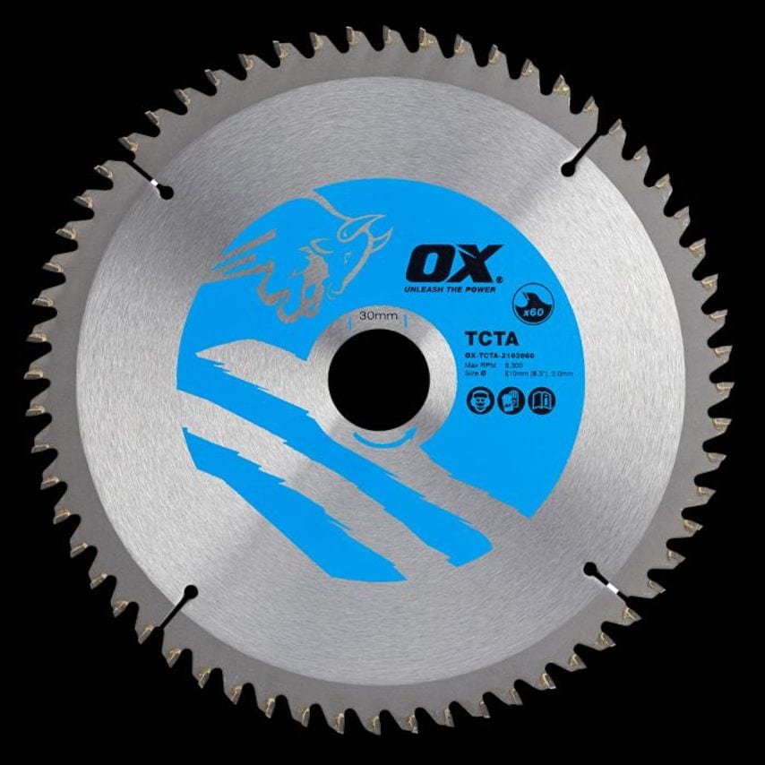 OX Alu/Plastic/Laminate Cutting Circular Saw Blade 210/30mm, 60 Teeth TCG OX TCTA 2103060