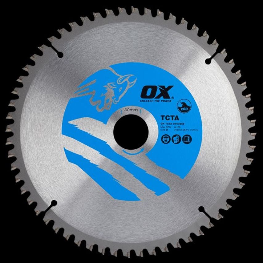 OX Alu/Plastic/Laminate Cutting Circular Saw Blade 216/30mm, 60 Teeth TCG OX TCTA 2163060
