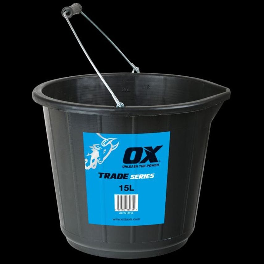 OX Trade Black Bucket 15L/3.3 Gallons