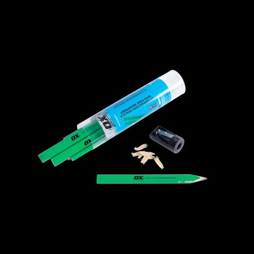 OX Trade Hard Green Carpenters Pencils Pack of 10 OX T023010