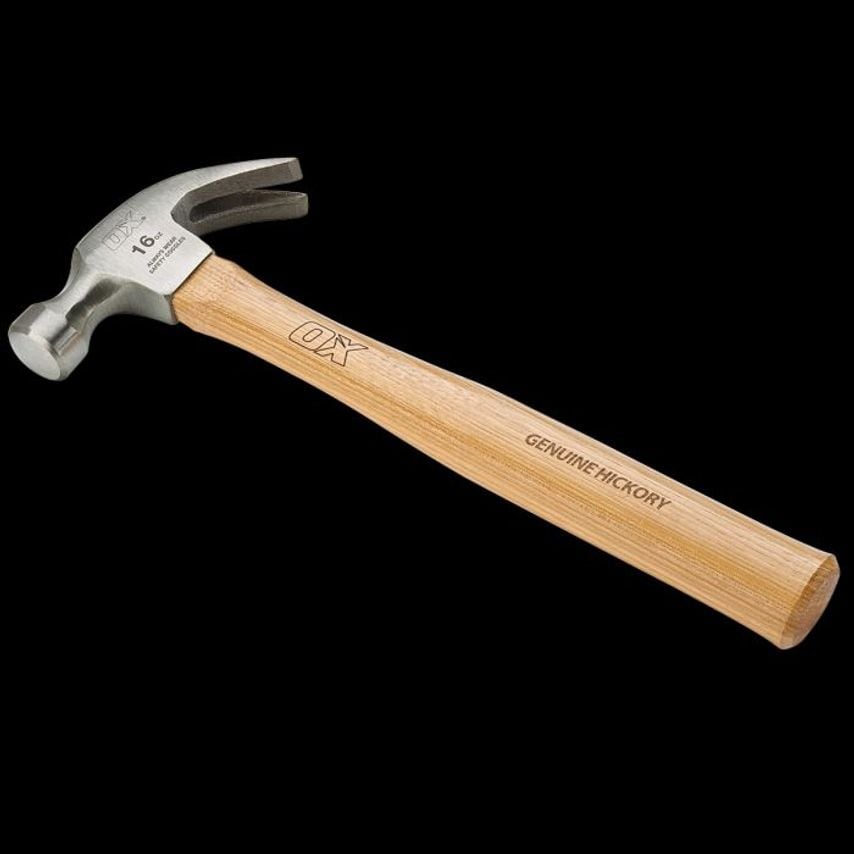 OX Trade Hickory Handle Claw Hammer 16oz/450g