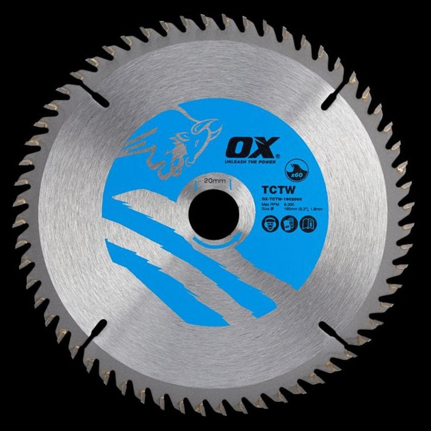 OX Wood Cutting Circular Saw Blade 160/20mm, 60 Teeth Atb OX TCTW 1602060