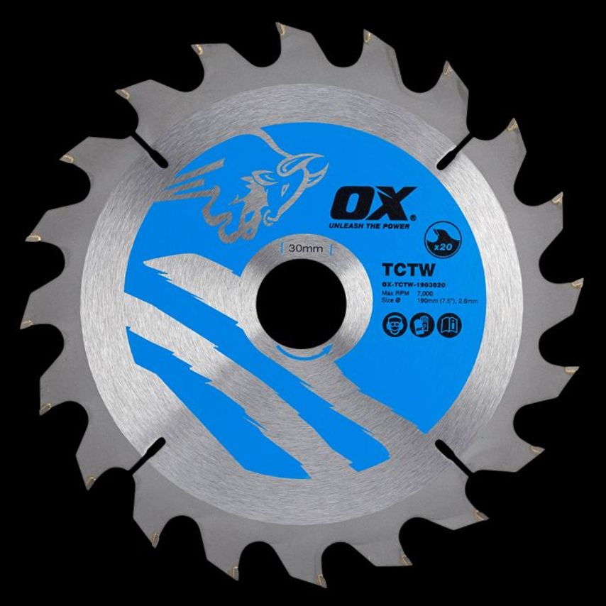 OX Wood Cutting Circular Saw Blade 190/30mm, 20 Teeth Atb OX TCTW 1903020