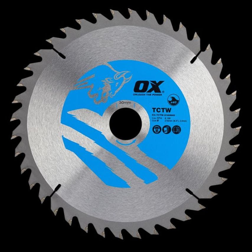 OX Wood Cutting Circular Saw Blade 216/30mm, 40 Teeth Atb OX TCTW 2163040