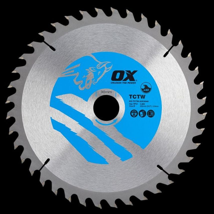 OX Wood Cutting Circular Saw Blade 235/30mm, 40 Teeth Atb OX TCTW 2353040